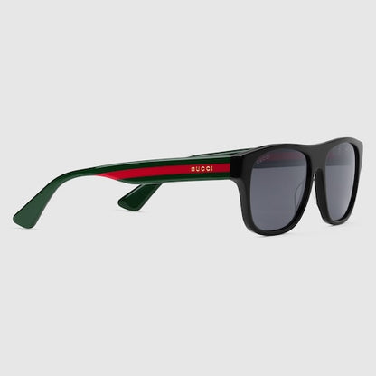 Men's black rectangular acetate sunglasses