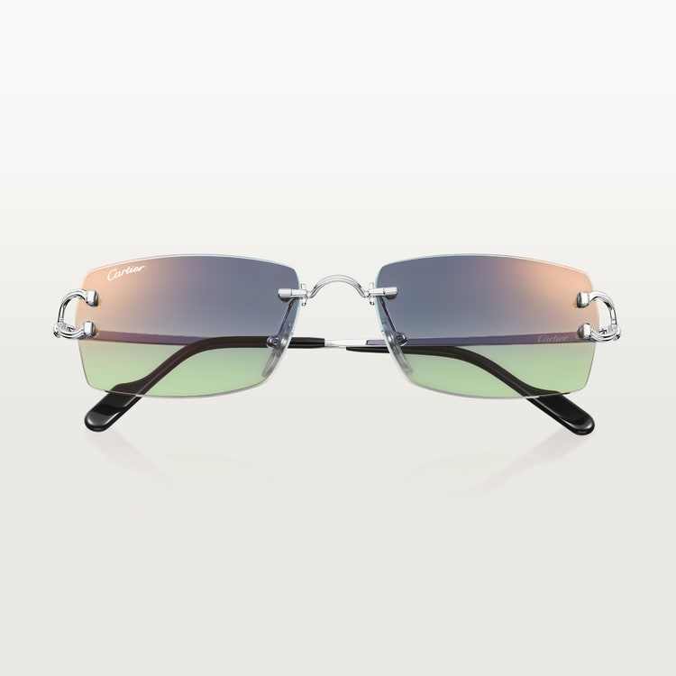 Men's classic sunglasses with C pattern and blue and green gradient lenses