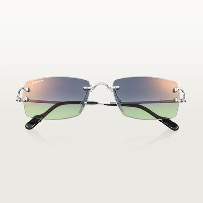 Men's classic sunglasses with C pattern and blue and green gradient lenses