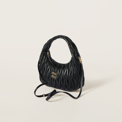 Black matelassé nappa leather Wander hobo bag