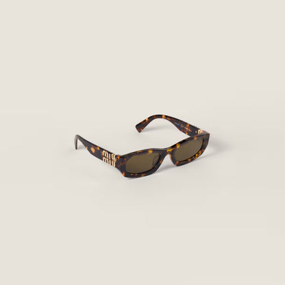 Miu Glimpse low-shape honey tortoiseshell sunglasses with Loden Green lenses