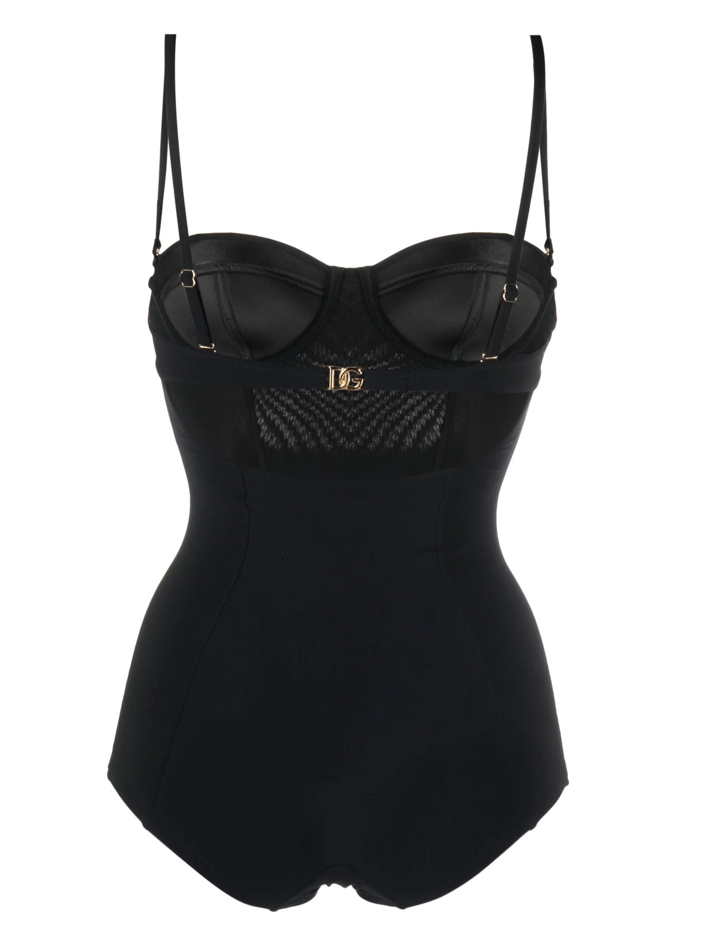 Costume intero cut-out con logo e placca nero