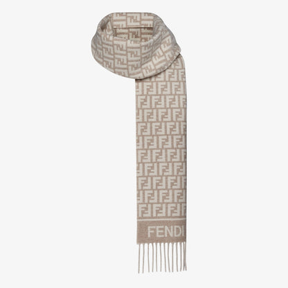 Women's taupe wool and cashmere scarf