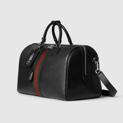 Savoy black leather medium duffel bag
