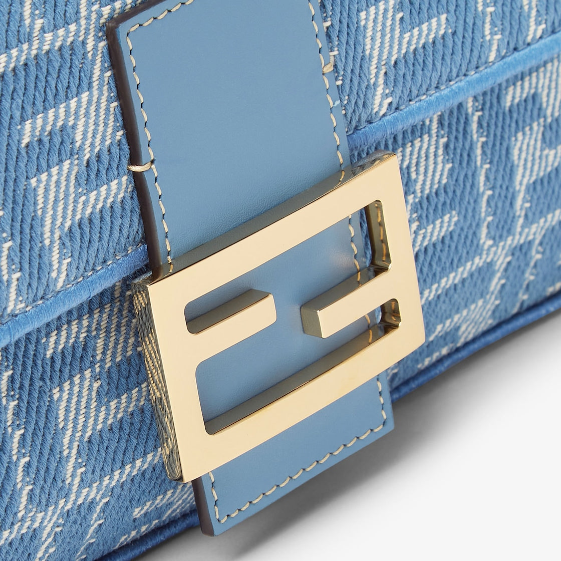 Medium blue denim-effect FF jacquard bag