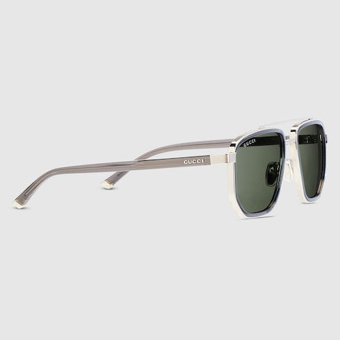 Men's navigator sunglasses in grey and silver