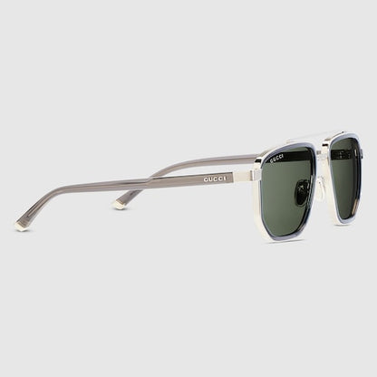 Men's navigator sunglasses in grey and silver
