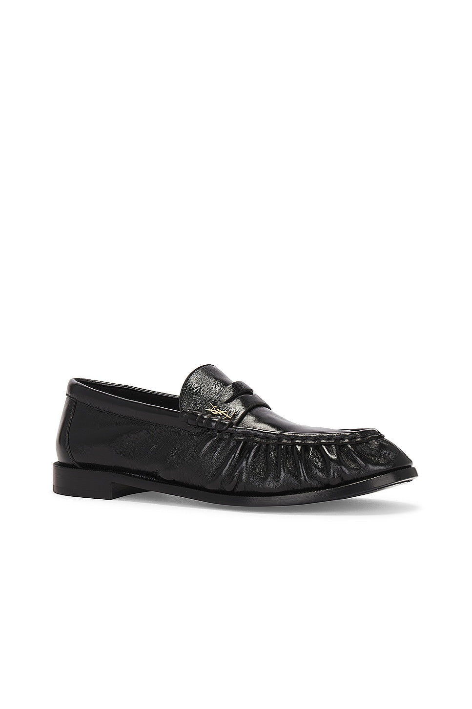 Black leather loafers