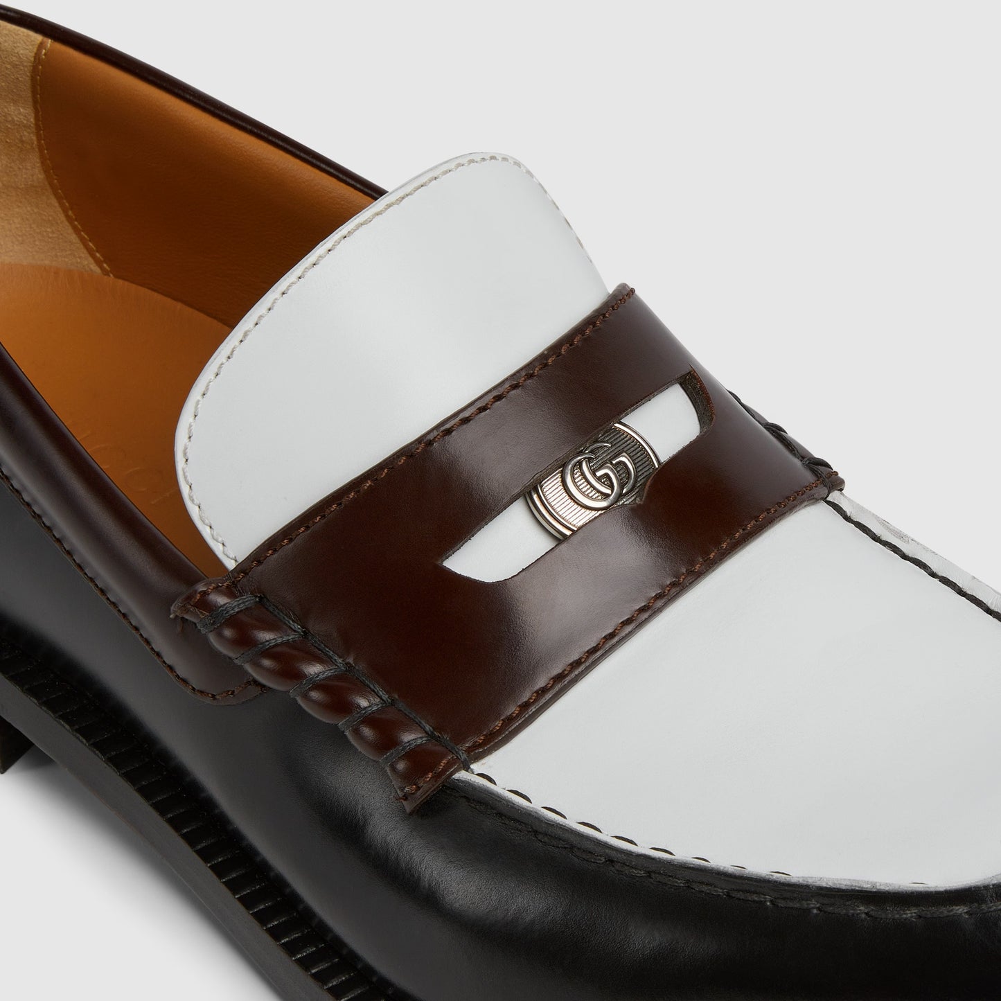 Mocassino uomo con dettaglio rimovibile pelle nera e bianca