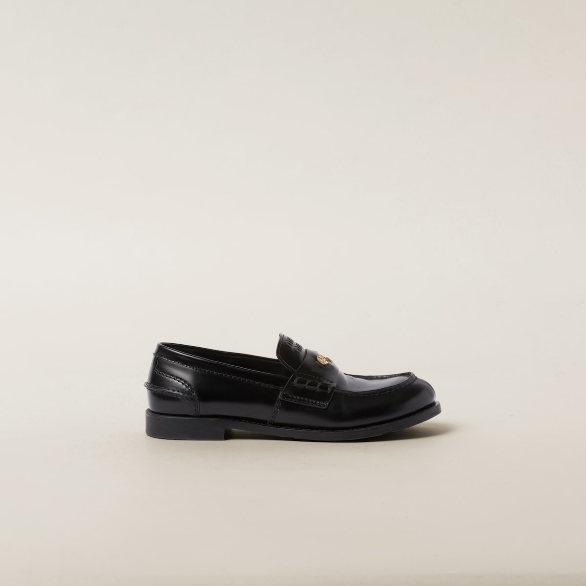 Black brushed leather loafers
