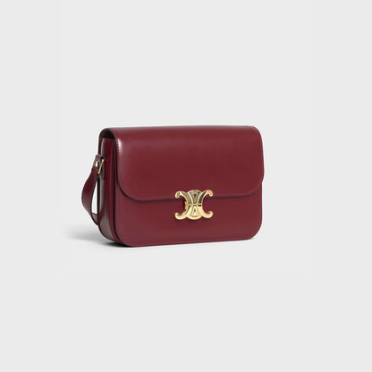 Borsa Triomphe Classique in pelle di vitello lucida BORDEAUX CHIAR