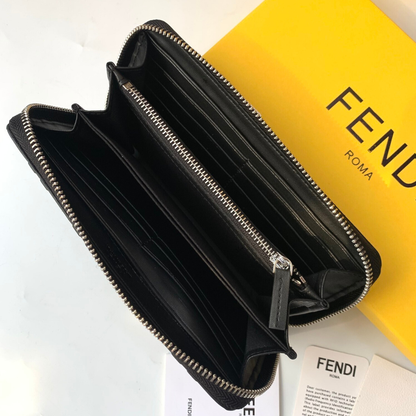 Portafoglio con chiusura a zip in pelle Zucca Nero