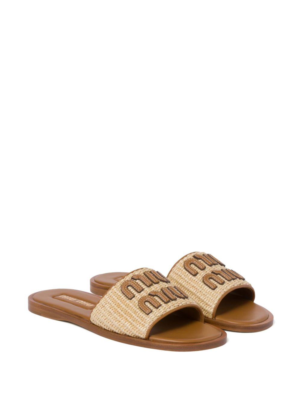 Beige raffia logo sandals