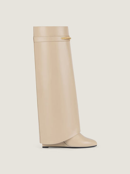 Beige leather Shark boots
