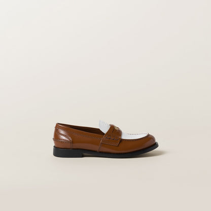 Cognac/White Leather Loafers
