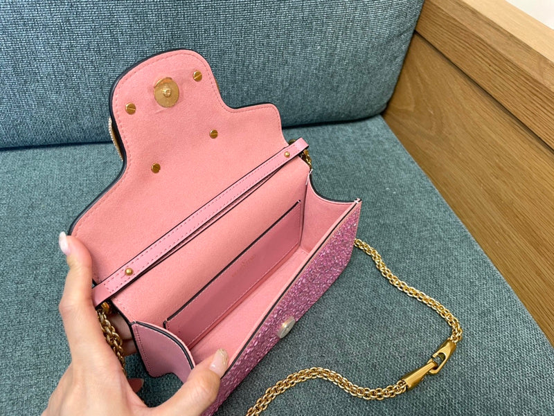 Borsa Valentino Diamond Mini rosa glitterata