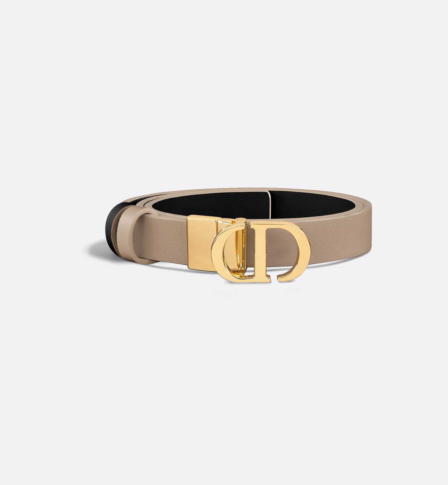 30 Montaigne reversible belt in hazelnut and black smooth calfskin 20 mm for women