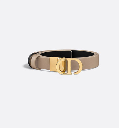 30 Montaigne reversible belt in hazelnut and black smooth calfskin 20 mm for women