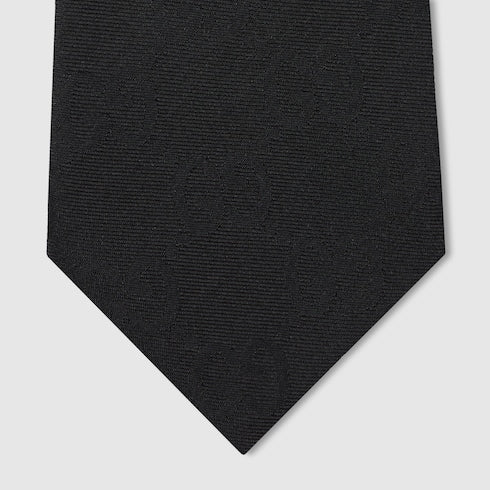 Black GG cotton and silk tie