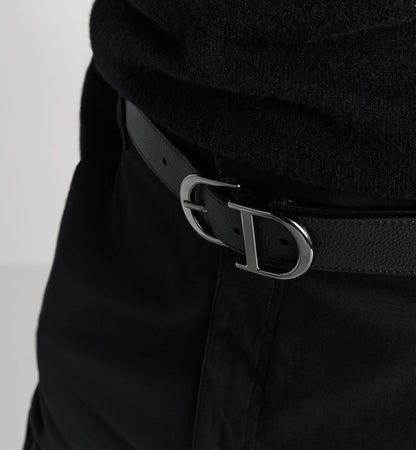 Men's 33mm black hammered calfskin leather belt