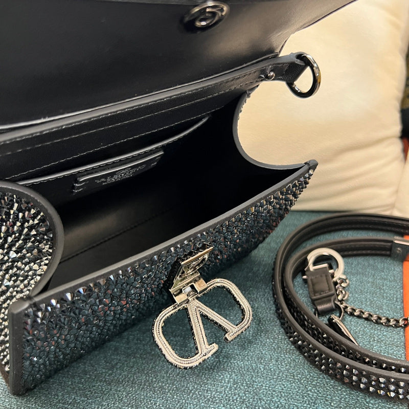 VSling mini borsa impreziosita da cristalli glitter nero