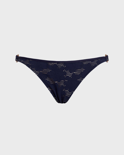 Bikini set donna a triangolo in jacquard Fleur blu marine