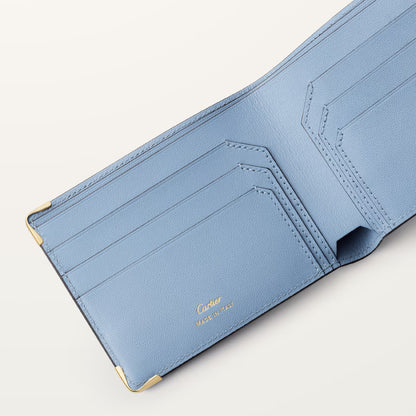 Portafoglio 6 carte Must de CT in pelle di vitello ardesia e azzurro con finitura oro