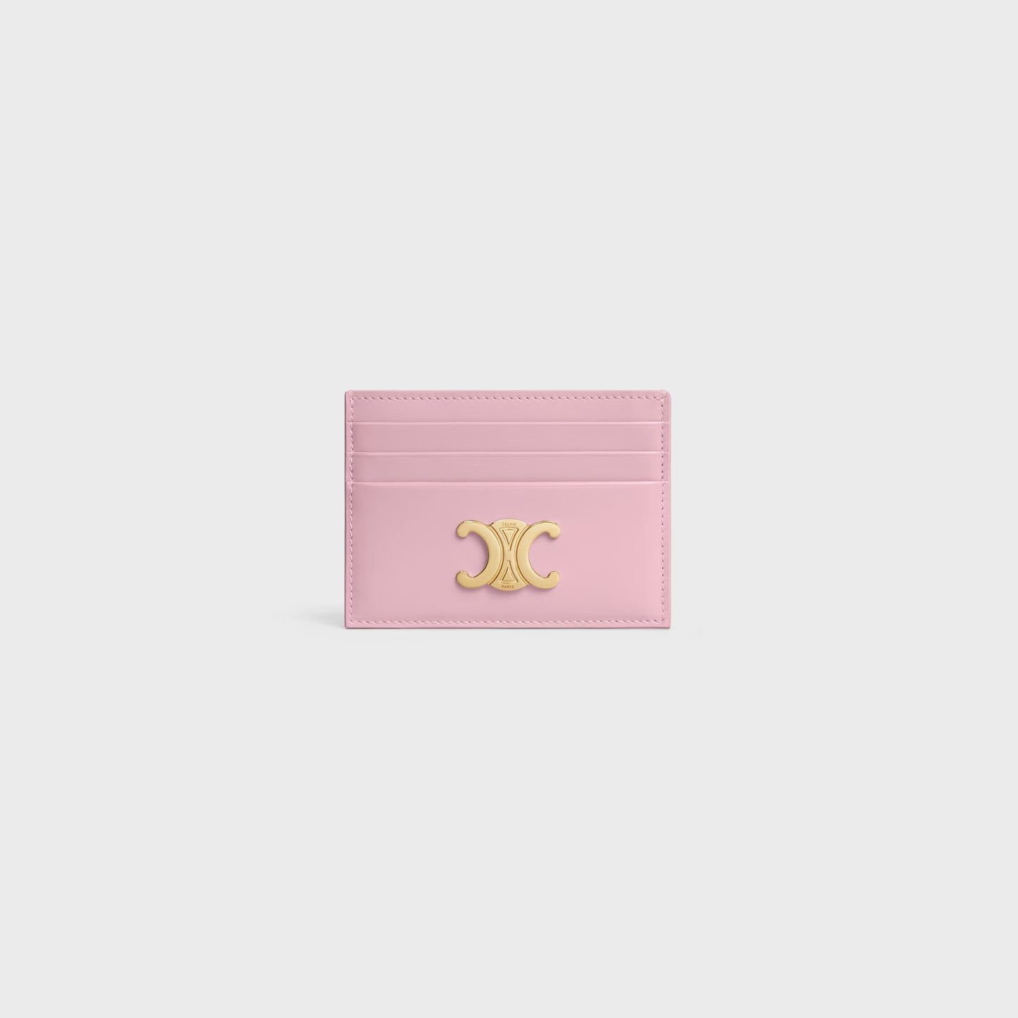 Portacarte Triomphe in pelle di vitello lucida rosa
