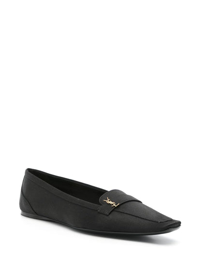 Poppy black calfskin ballerinas