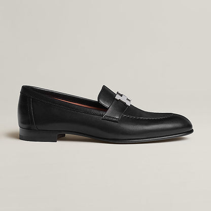 Paris black loafer with silver buckle