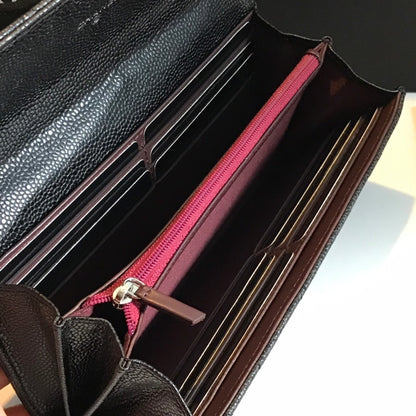 Classic quilted black leather flap wallet