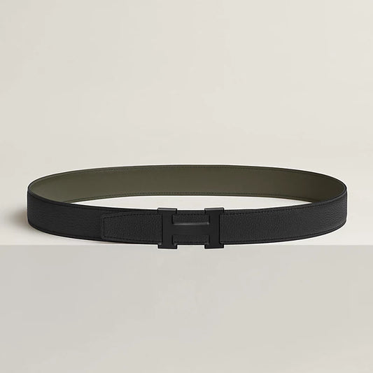 Fibbia da cintura H & Pelle reversibile per cintura 32 mm Verde / Nero Donna