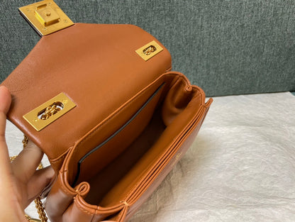 BORSA A TRACOLLA IN PELLE ONE STUD MARRONE