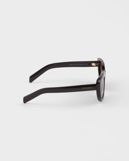 Black rectangular acetate sunglasses with Cigar Lenses