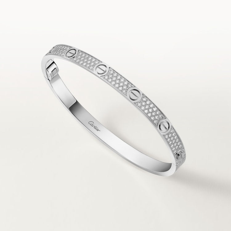 LOVE bracelet, medium model, pavé in silver-tone