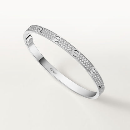 LOVE bracelet, medium model, pavé in silver-tone
