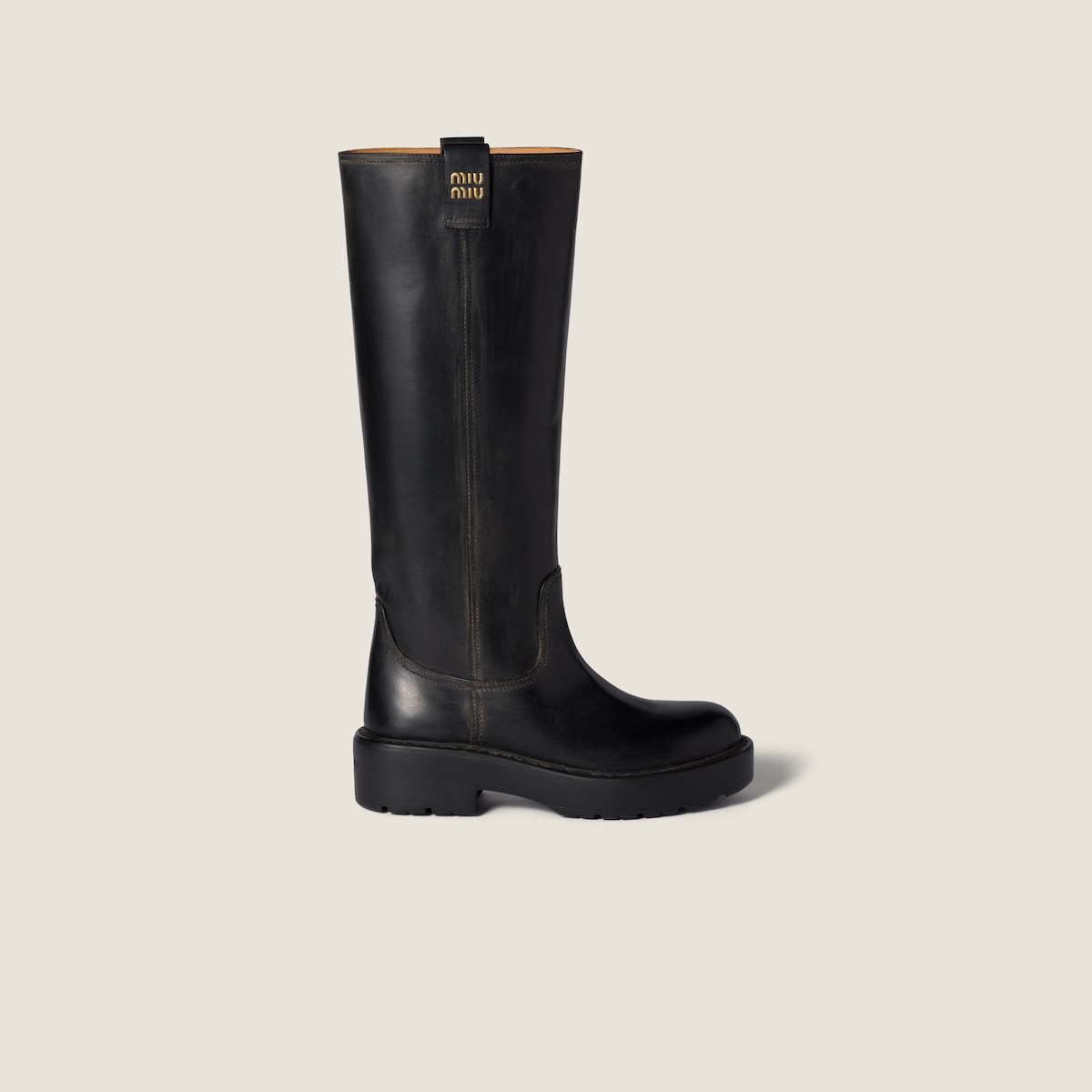 Black leather boots
