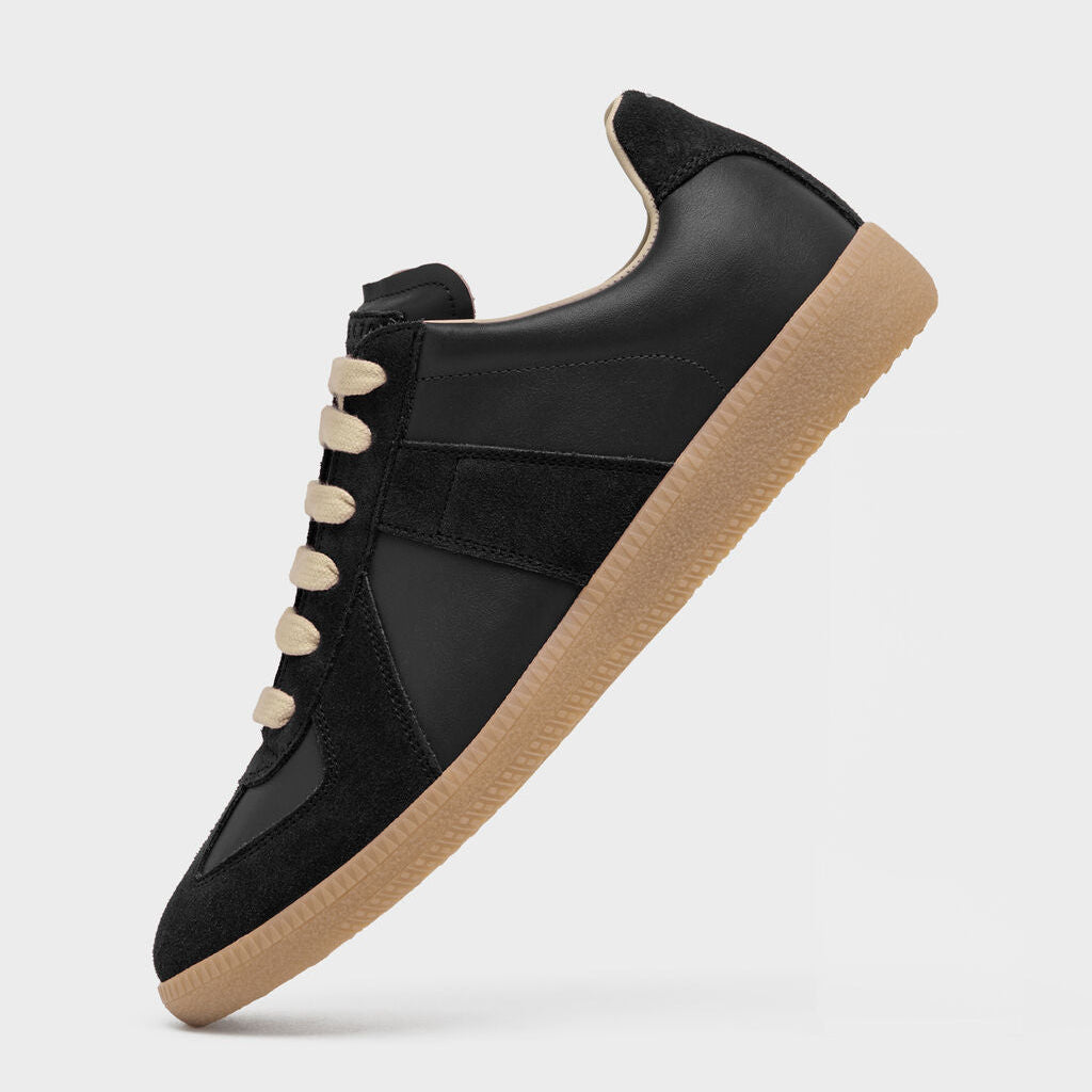 Replica Sneakers in nappa e suède con suola color miele