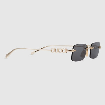Men's rectangular sunglasses in gold tone