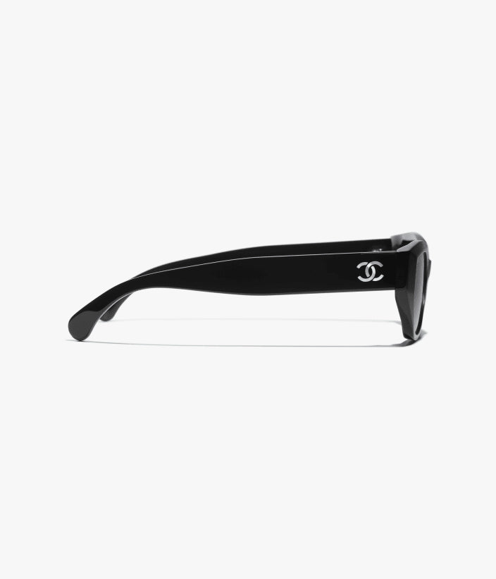 Occhiali da sole Cat Eye in acetato e madreperla nera con lenti grigie