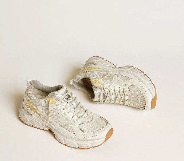 Lightstar in white leather and mesh with distressed white star
