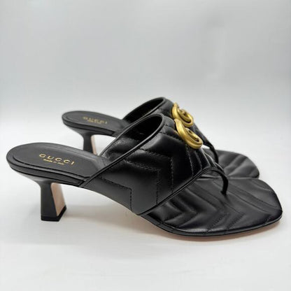 Marmont black leather slides
