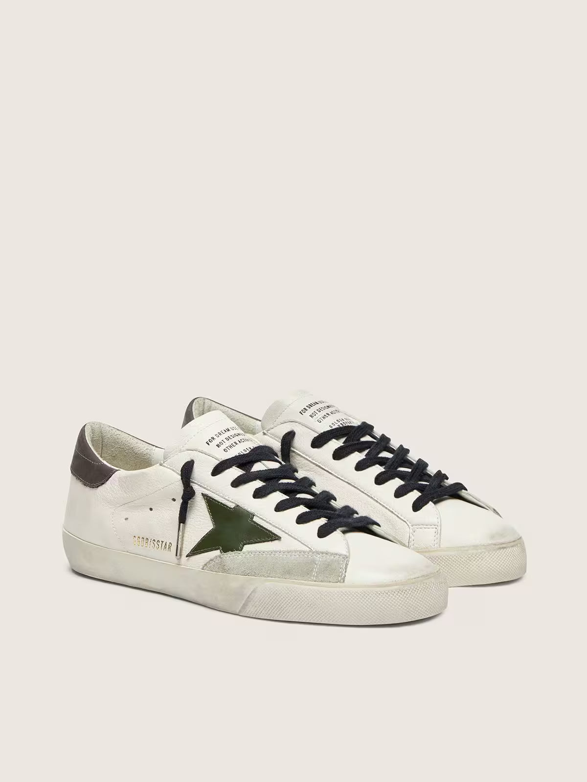 Green leather star nappa with grey leather tag