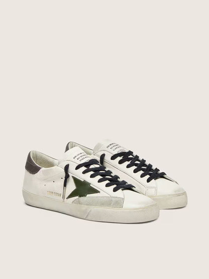 Green leather star nappa with grey leather tag