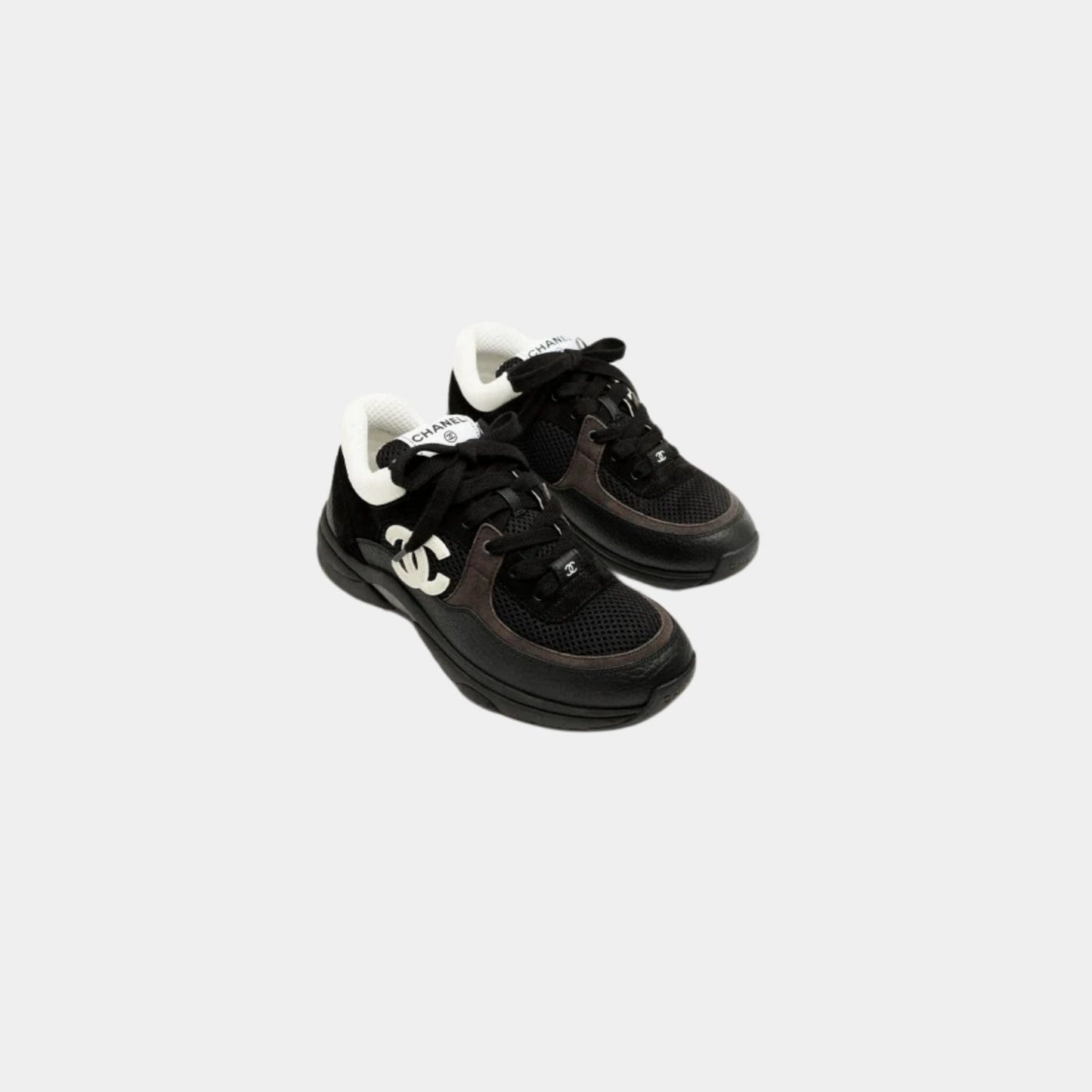 Black/white mesh suede sneakers