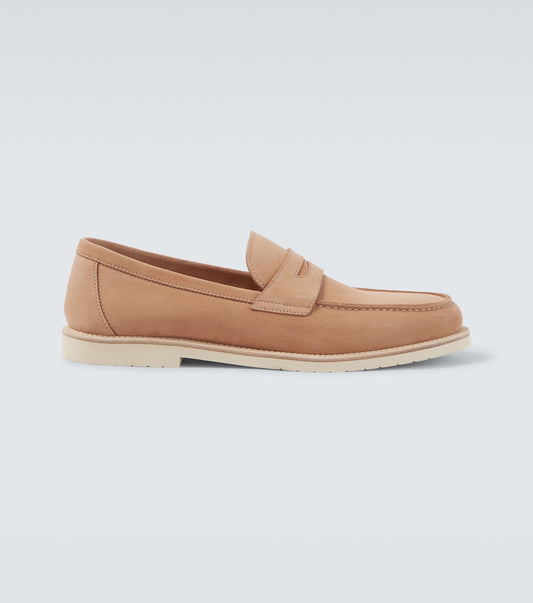 Mocassini Penny in suede marrone siena