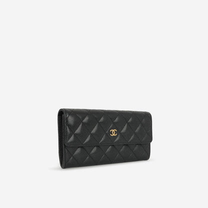 Portafoglio classico lungo con patta - Nero Caviar