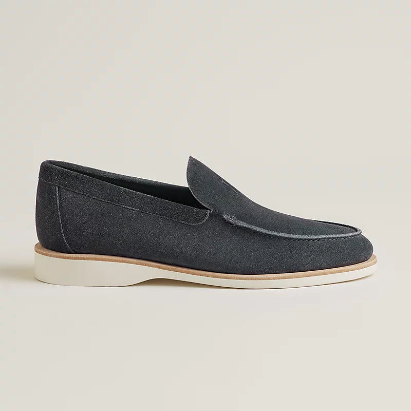Dark grey suede low loafer