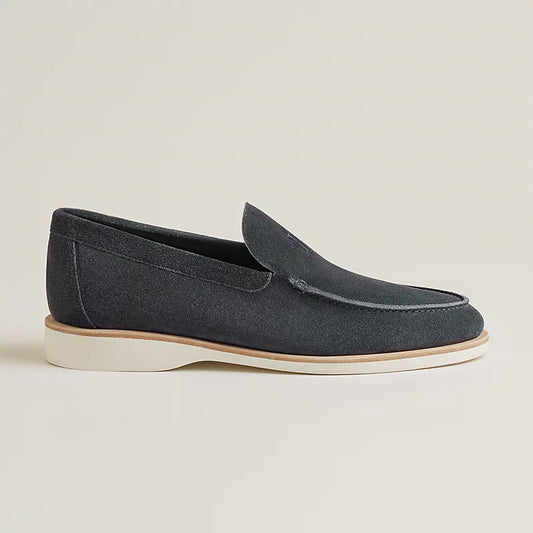 Low loafer in suede grigio scuro