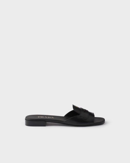Sandali slider in pelle nero